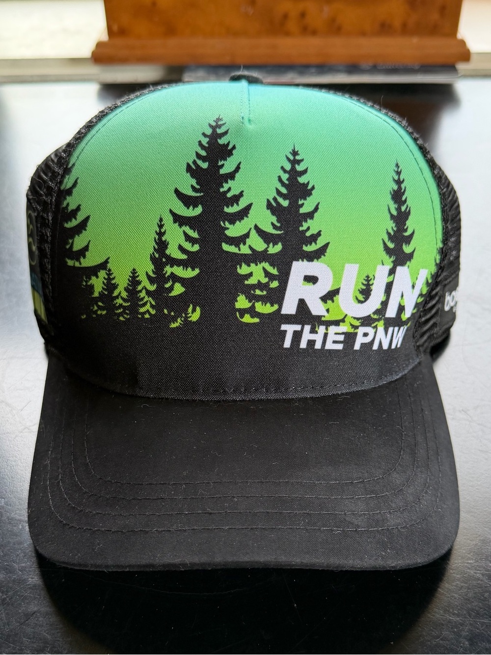 BOCO Run The PNW Trucker Hat Green Black Mesh Marathon Running Cap